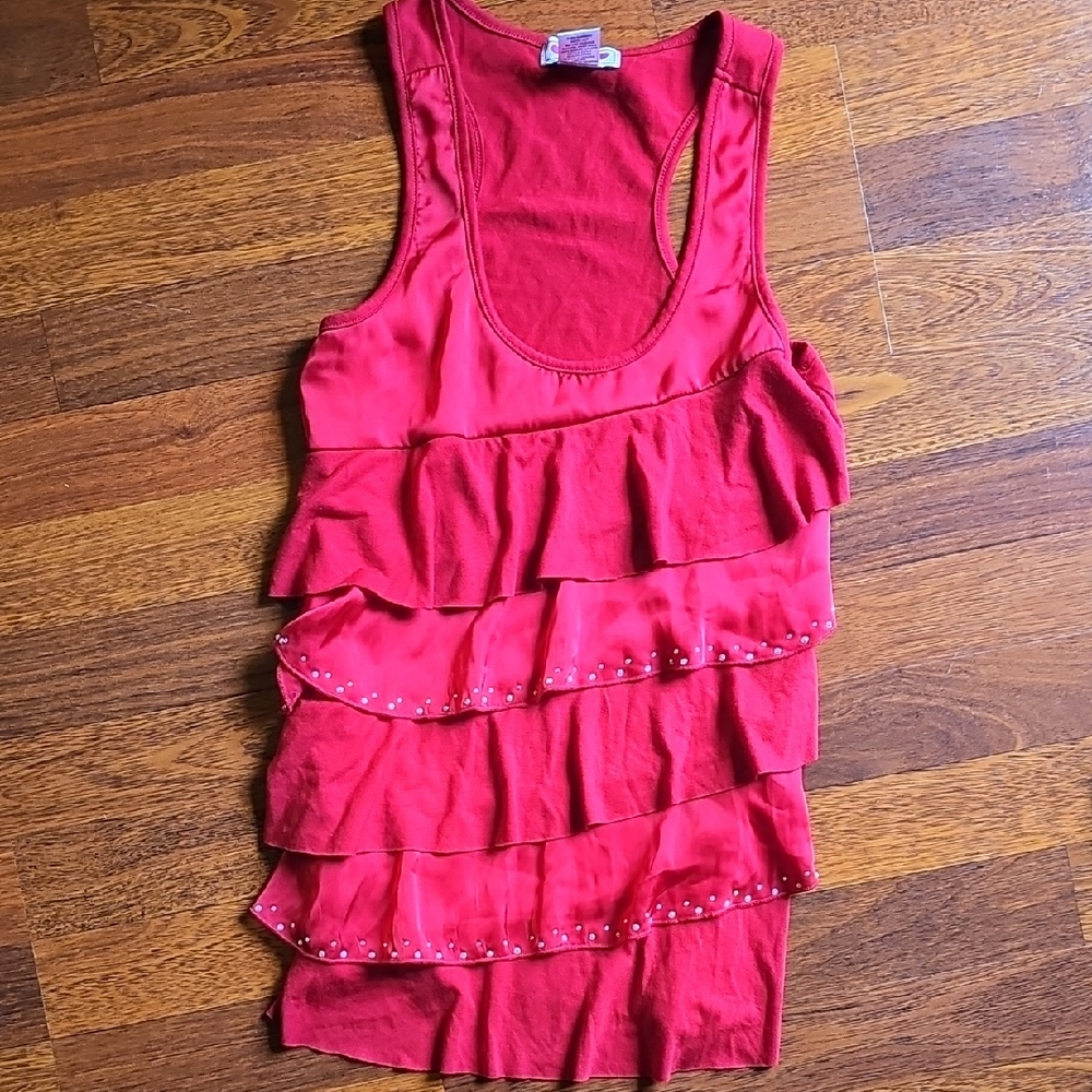 Red Sleeveless Ruffle Top Set - Picture 5 of 8